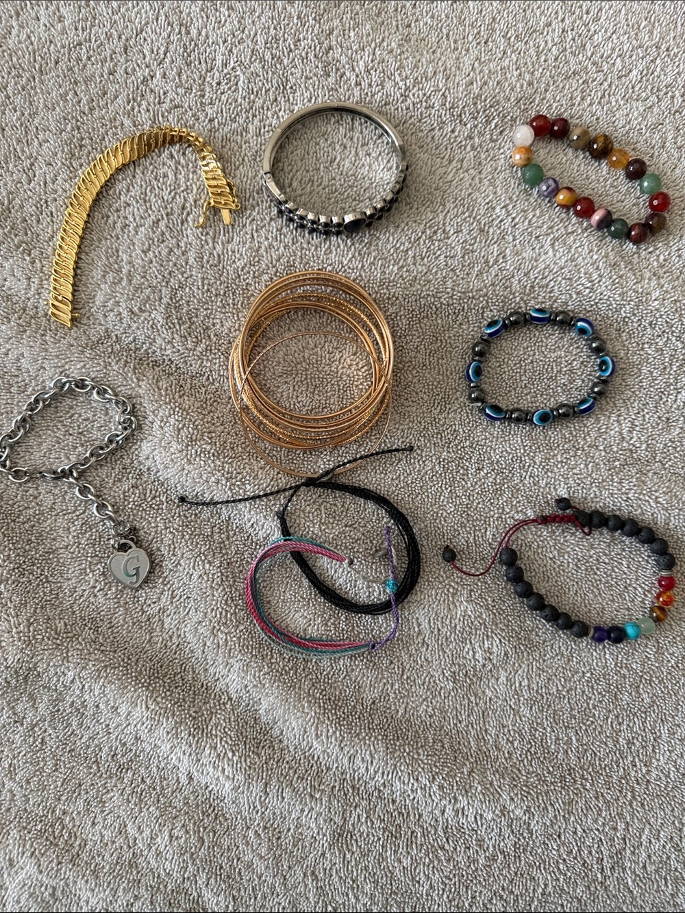Assorted Bracelet Lot — Gold, Silver, Black, Multicolor
